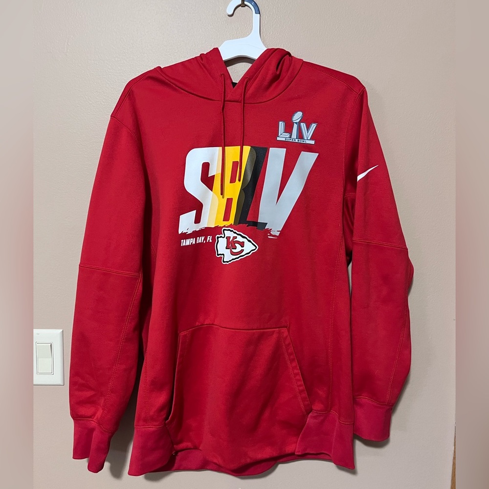 Men’s Size L Kansas City Chiefs Super Bowl Nike Dri-Fit Hoodie.  EUC.
